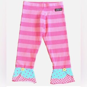 Matilda Jane Girls Pink Striped Leggings Size 4 Ruffle Cuff Polka Dot